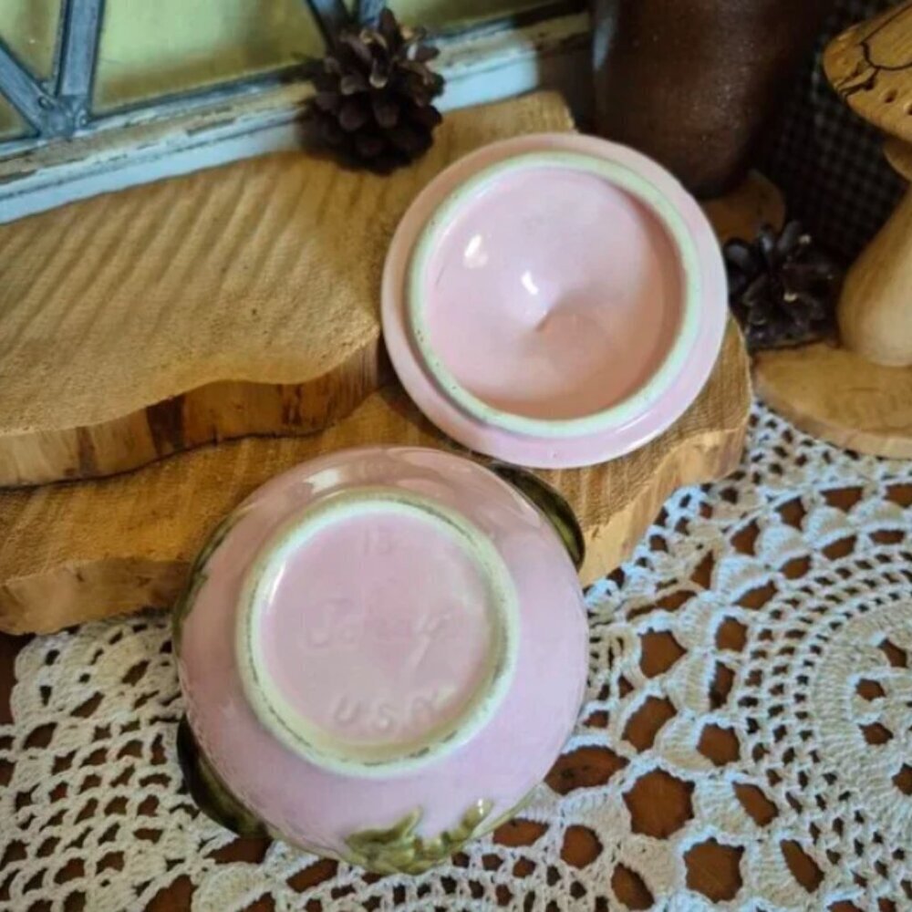 HULL POTTERY Tuscany Tokay 50s Vintage Pink & Green Vines Tea Set - Picture 10 of 16